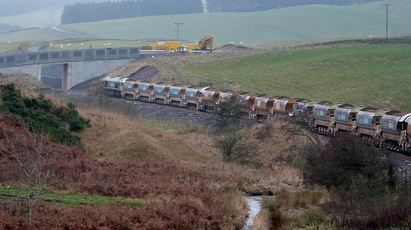 Photo of Loaded ballast southbound past Heriot.
