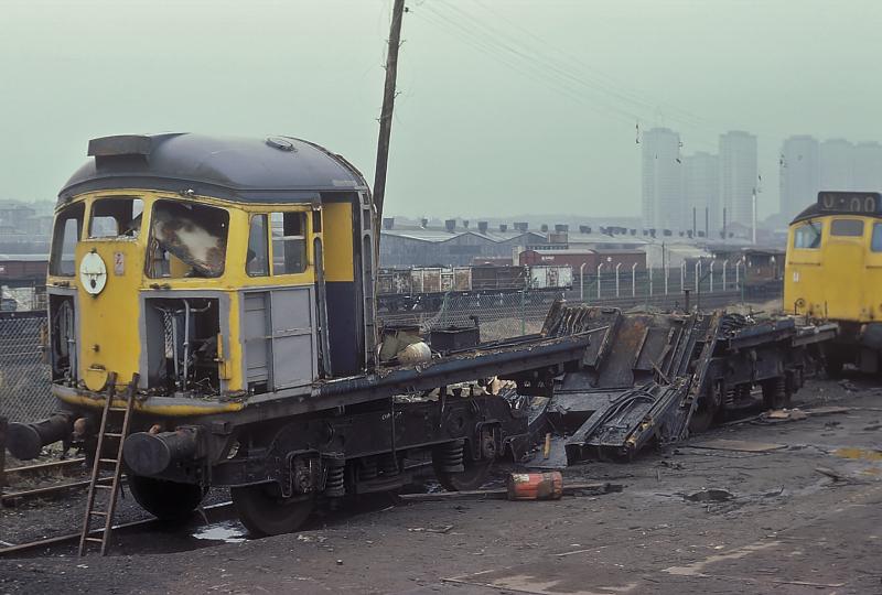 Photo of 26020 partially scrapped at Glasgow Works 2nd April 1978