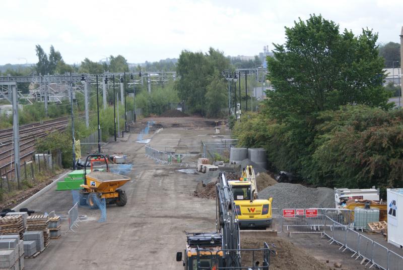 Photo of Stirling Station car park reconstruction looking to south end. 19.08.22